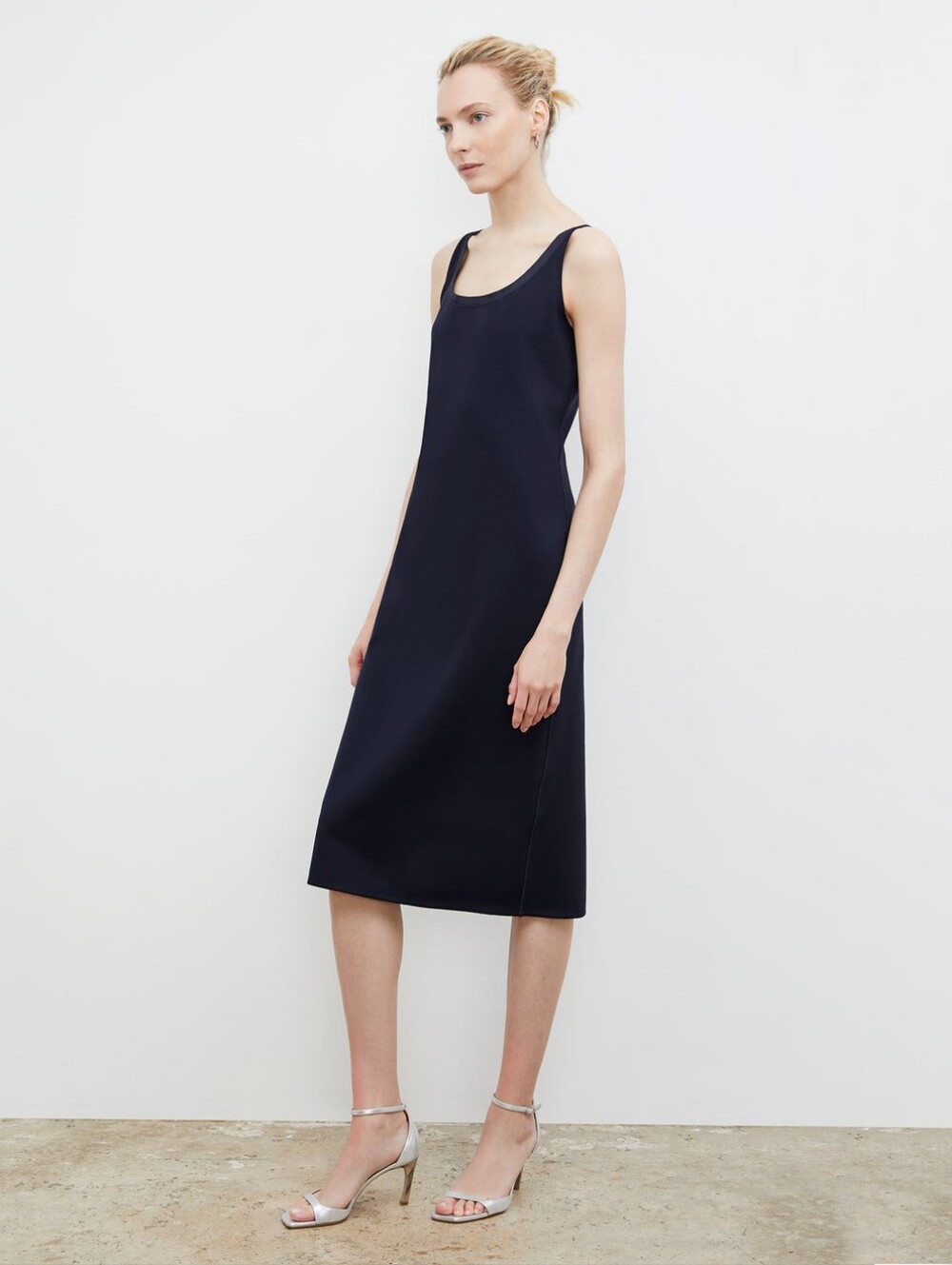 MM Lafleur The Elsa Light Scuba Blue Navy Knit Midi Tank Dress Stretchy Size M